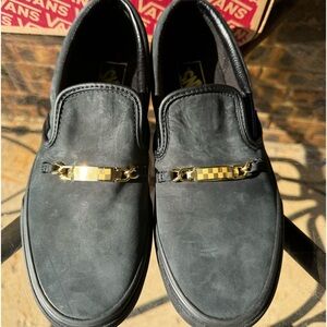 Black velour Vans sneakers